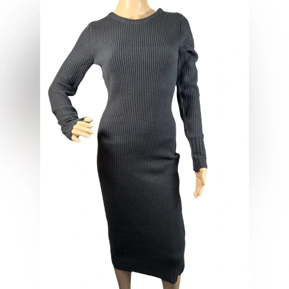 CALVIN KLEIN Woman’s Ribbed Long Sleeve Crew Neck Dress NWT Large - Picture 2 of 6